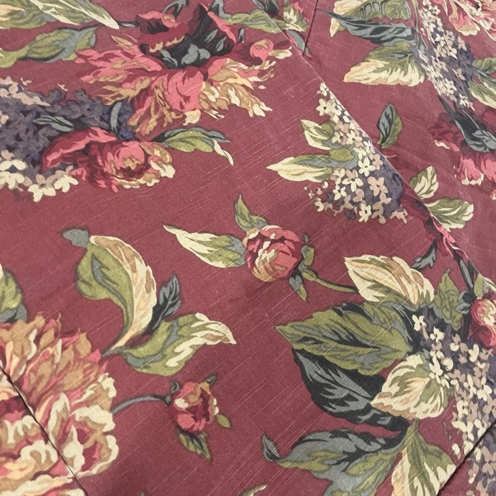 Vtg Croscill Serena Red Pillow Quilted Standard Sham 2 Floral Purple‎ Cottage